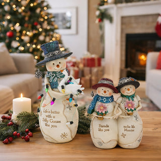 Friends Like You 4.5" Snowwomen with Poinsetta