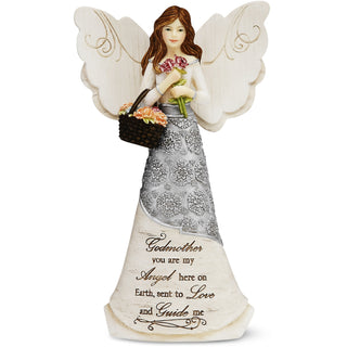 Godmother 6" Angel with Basket of Flowers