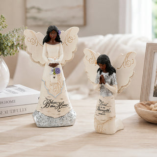 Bless this Home 6" EBN Angel Holding Bird House