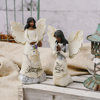 Bless this Home 6" EBN Angel Holding Bird House