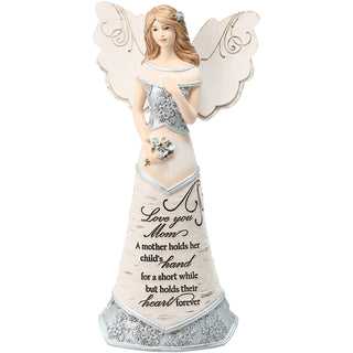 Love You Mom 7.5" Angel Holding Flowers