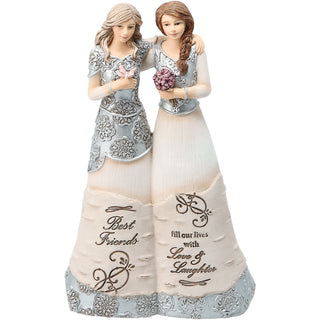 Best Friends 6" Double Figurine Holding Flowers