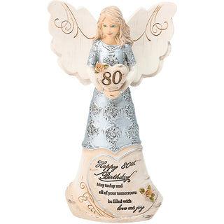 80th Birthday 6" Angel Holding Heart