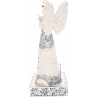 Light 6.75" Angel Holding Dove with Tealight Holder