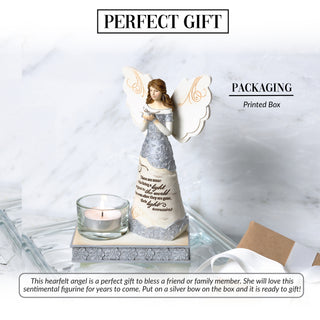 Light 6.75" Angel Holding Dove with Tealight Holder