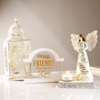 Bless this Home 6.75" Angel Holding Flowers with Tea Light Holder