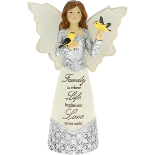 Family 5.5" Angel Figurine with Goldfinches