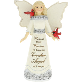 Guardian Angel 5.5" Angel Figurine with Cardinals