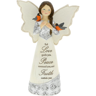 Love Peace Faith 5.5" Angel Figurine with Robins