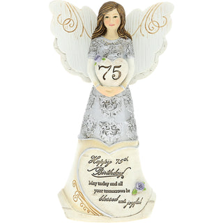 75th Birthday 6" Angel Holding Heart