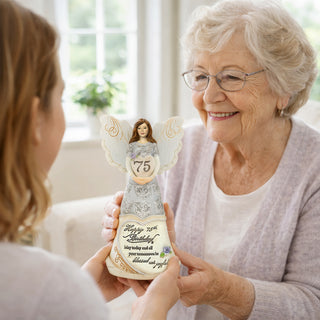 75th Birthday 6" Angel Holding Heart