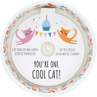 Purrfect Birthday 8 oz 100% Soy Wax Reveal, Single Wick Candle Scent: Tranquility