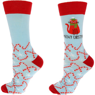 Meowy Christmas Unisex Crew Socks Size: M/L