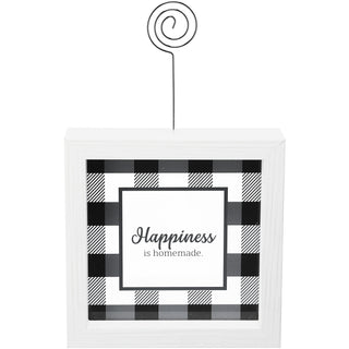 Happiness 5" Framed Glass Plaque with Photo Clip