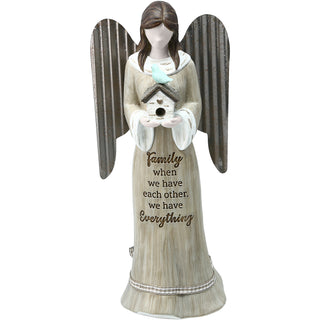 Family 7.5" Angel Holding Birdhouse