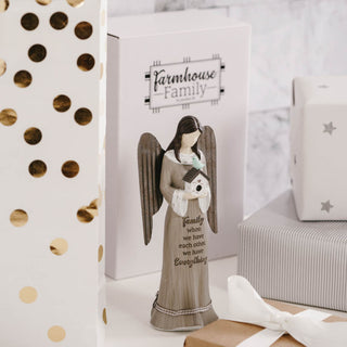 Family 7.5" Angel Holding Birdhouse