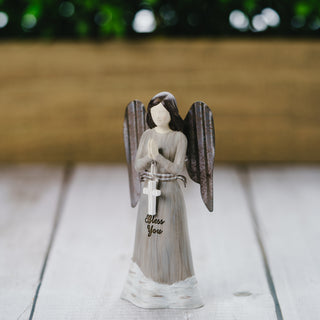 Bless You 4.5" Angel Holding Cross Ornament