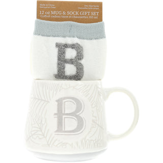 B 12 oz Mug and Sock Set