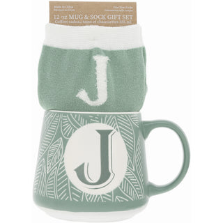 J 12 oz Mug and Sock Set