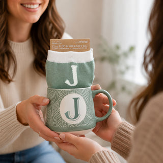J 12 oz Mug and Sock Set