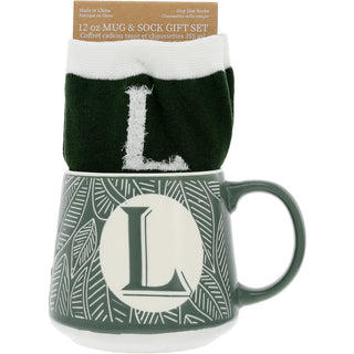 L 12 oz Mug and Sock Set