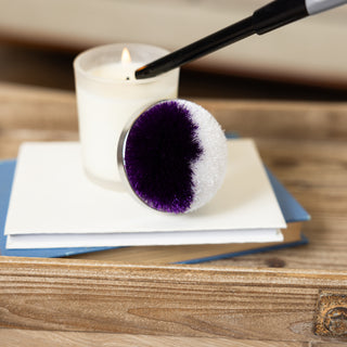 Purple & White 2.75" Pom Pom Lid