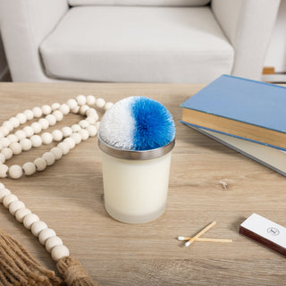 Light Blue & White 2.75" Pom Pom Lid