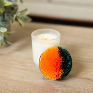 Green & Orange 2.75" Pom Pom Lid