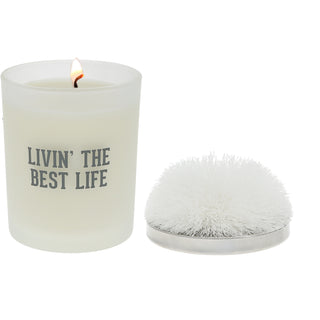 Best Life White - 5.5 oz - 100% Soy Wax Candle with Pom Pom Lid Scent: Tranquility