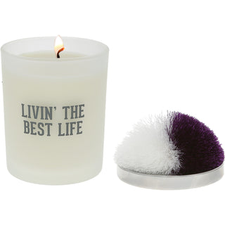 Best Life - Purple & White 5.5 oz - 100% Soy Wax Candle with Pom Pom Lid
Scent: Tranquility