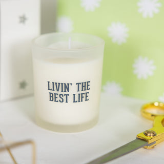 Best Life Orange & White - 5.5 oz - 100% Soy Wax Candle with Pom Pom Lid Scent: Tranquility