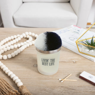 Best Life Navy & White - 5.5 oz - 100% Soy Wax Candle with Pom Pom Lid Scent: Tranquility