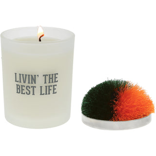 Best Life Green & Orange - 5.5 oz - 100% Soy Wax Candle with Pom Pom Lid Scent: Tranquility