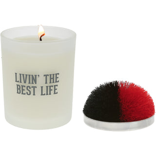 Best Life - Red & Black 5.5 oz - 100% Soy Wax Candle with Pom Pom Lid
Scent: Tranquility