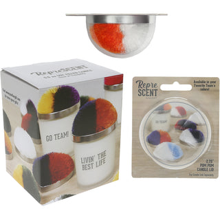 Victory Orange & White - 5.5 oz - 100% Soy Wax Candle with Pom Pom Lid Scent: Tranquility