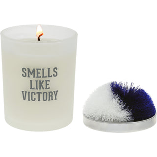 Victory Blue & White - 5.5 oz - 100% Soy Wax Candle with Pom Pom Lid Scent: Tranquility