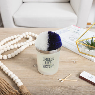 Victory Blue & White - 5.5 oz - 100% Soy Wax Candle with Pom Pom Lid Scent: Tranquility
