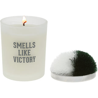 Victory Green & White - 5.5 oz - 100% Soy Wax Candle with Pom Pom Lid Scent: Tranquility