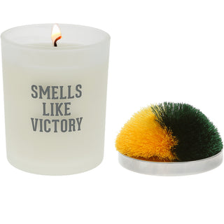 Victory Green & Yellow - 5.5 oz - 100% Soy Wax Candle with Pom Pom Lid Scent: Tranquility