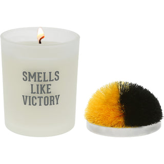 Victory - Black & Yellow 5.5 oz - 100% Soy Wax Candle with Pom Pom Lid
Scent: Tranquility