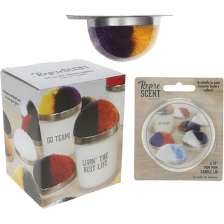 Victory Purple & Yellow - 5.5 oz - 100% Soy Wax Candle with Pom Pom Lid Scent: Tranquility