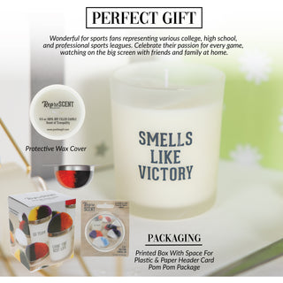 Victory - Black & Orange 5.5 oz - 100% Soy Wax Candle with Pom Pom Lid
Scent: Tranquility