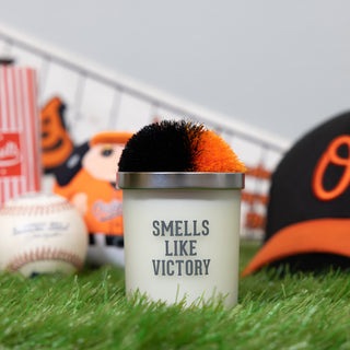 Victory Black & Orange - 5.5 oz - 100% Soy Wax Candle with Pom Pom Lid Scent: Tranquility