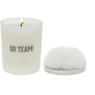 Go Team! White - 5.5 oz - 100% Soy Wax Candle with Pom Pom Lid Scent: Tranquility