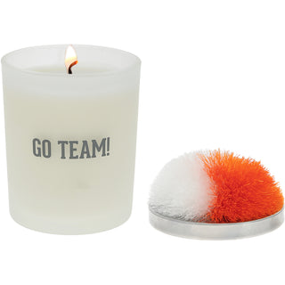 Go Team! Orange & White - 5.5 oz - 100% Soy Wax Candle with Pom Pom Lid Scent: Tranquility