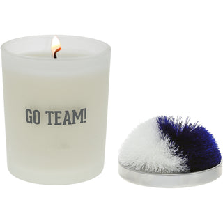 Go Team! Blue & White - 5.5 oz - 100% Soy Wax Candle with Pom Pom Lid Scent: Tranquility