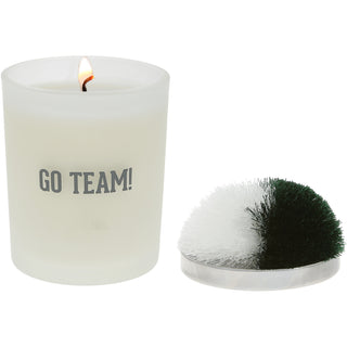 Go Team! - Green & White 5.5 oz - 100% Soy Wax Candle with Pom Pom Lid
Scent: Tranquility