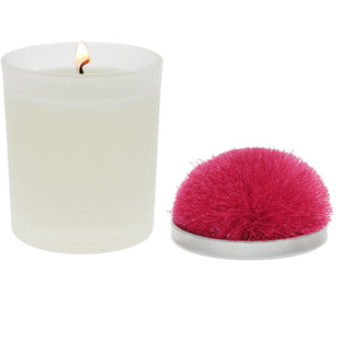 Blank Hot Pink - 5.5 oz - 100% Soy Wax Candle with Pom Pom Lid Scent: Tranquility