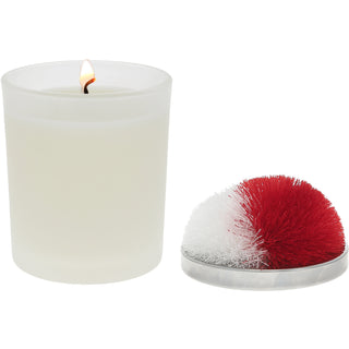 Blank Red & White - 5.5 oz - 100% Soy Wax Candle with Pom Pom Lid Scent: Tranquility