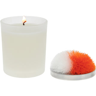 Blank Orange & White - 5.5 oz - 100% Soy Wax Candle with Pom Pom Lid Scent: Tranquility